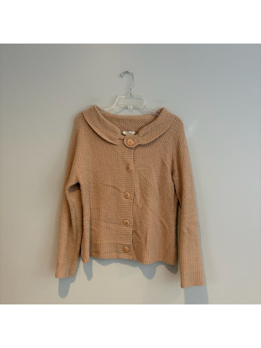 Sleeping on Snow Anthropologie Elegant Tan Button-Up Cardigan